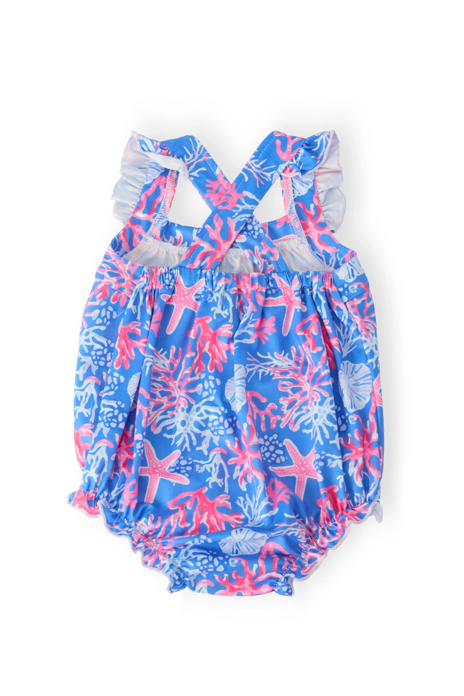 Mila & Rose ® Coral Cove Ruffle Cross Back Romper - 