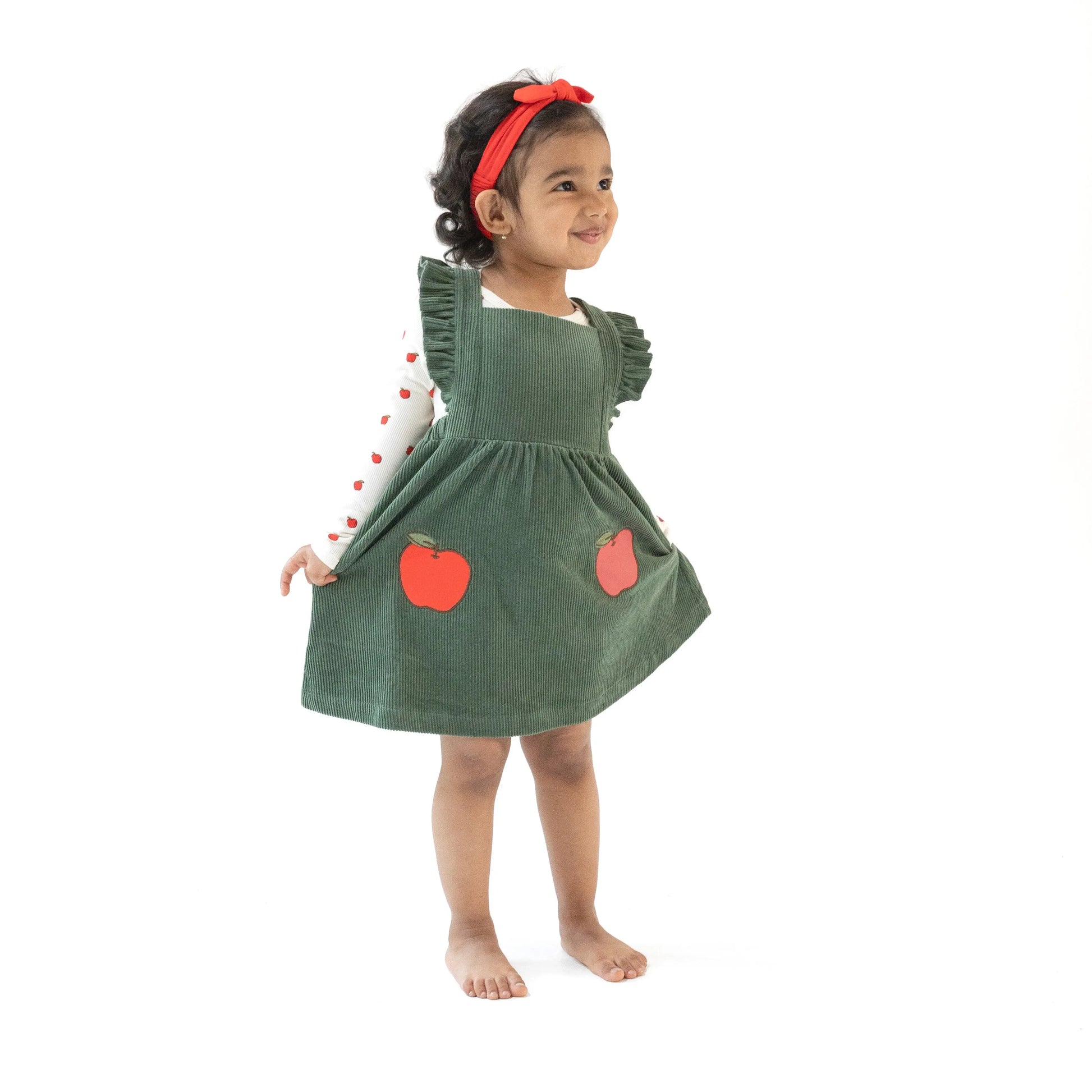 Corduroy Pinafore Dress And Diaper Cover Apple Appliques Angel Dear Everetts Place: Online Boutique