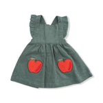 Angel Dear Corduroy Pinafore Dress And Diaper Cover Apple Appliques - Apparel & Accessories > Clothing > Baby & Toddler Clothing > Baby & Toddler Dresses 179A