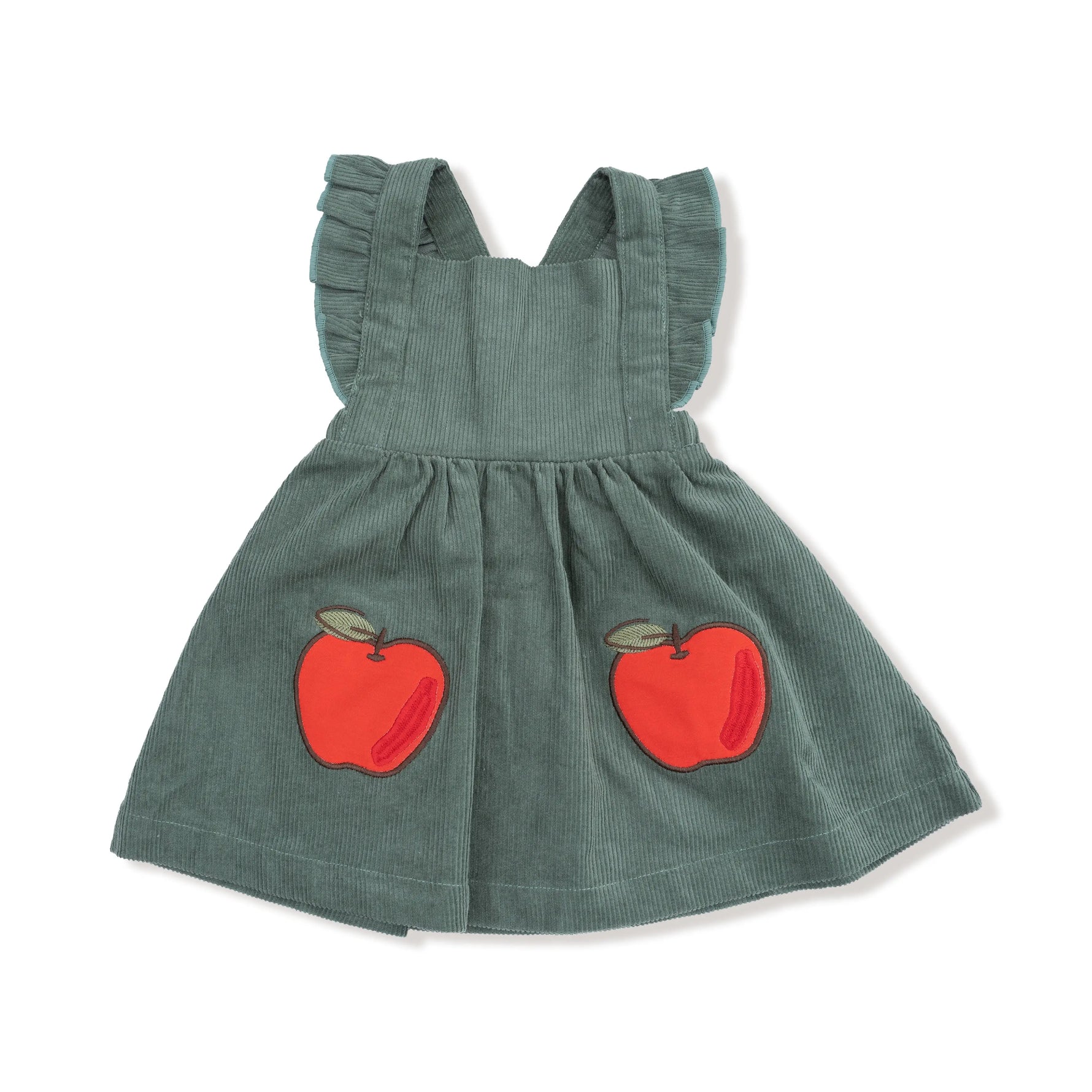 Angel Dear Corduroy Pinafore Dress And Diaper Cover Apple Appliques - Apparel & Accessories > Clothing > Baby & Toddler Clothing > Baby & Toddler Dresses 179A