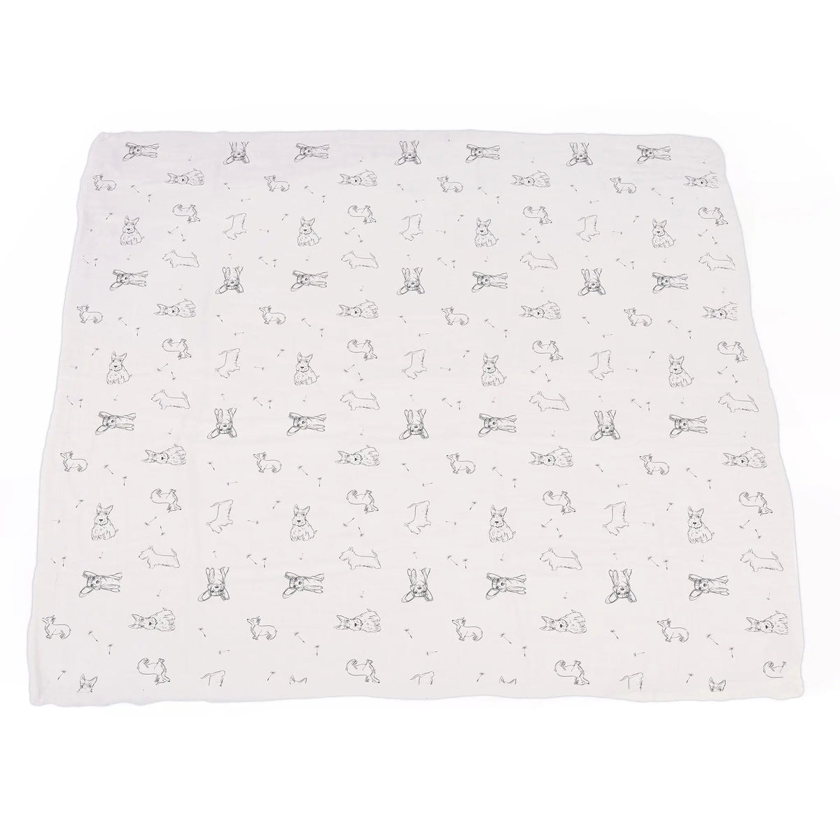 Corgi and Dandelion Seeds Bamboo Muslin Newcastle Blanket Newcastle Classics 