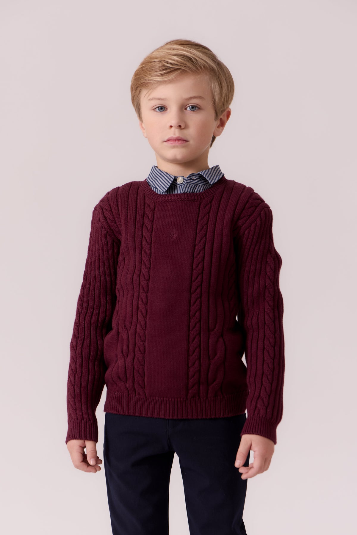 Sean Cable Knit Sweater - Cranberry by Shop Cottier (view 2 of 6)