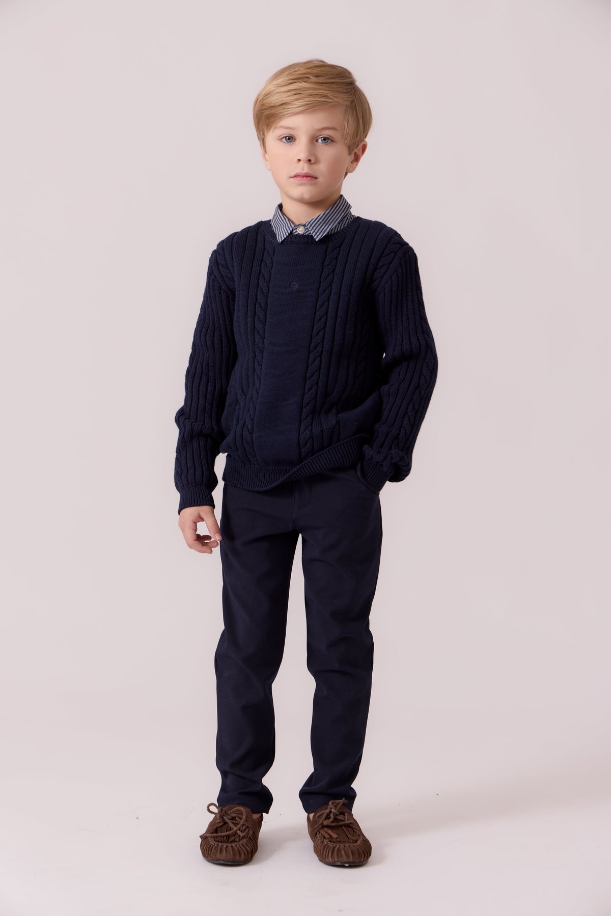 Sean Cable Knit Sweater - Navy by Shop Cottier (view 3 of 8)