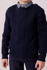 Sean Cable Knit Sweater - Navy by Shop Cottier (view 2 of 8)