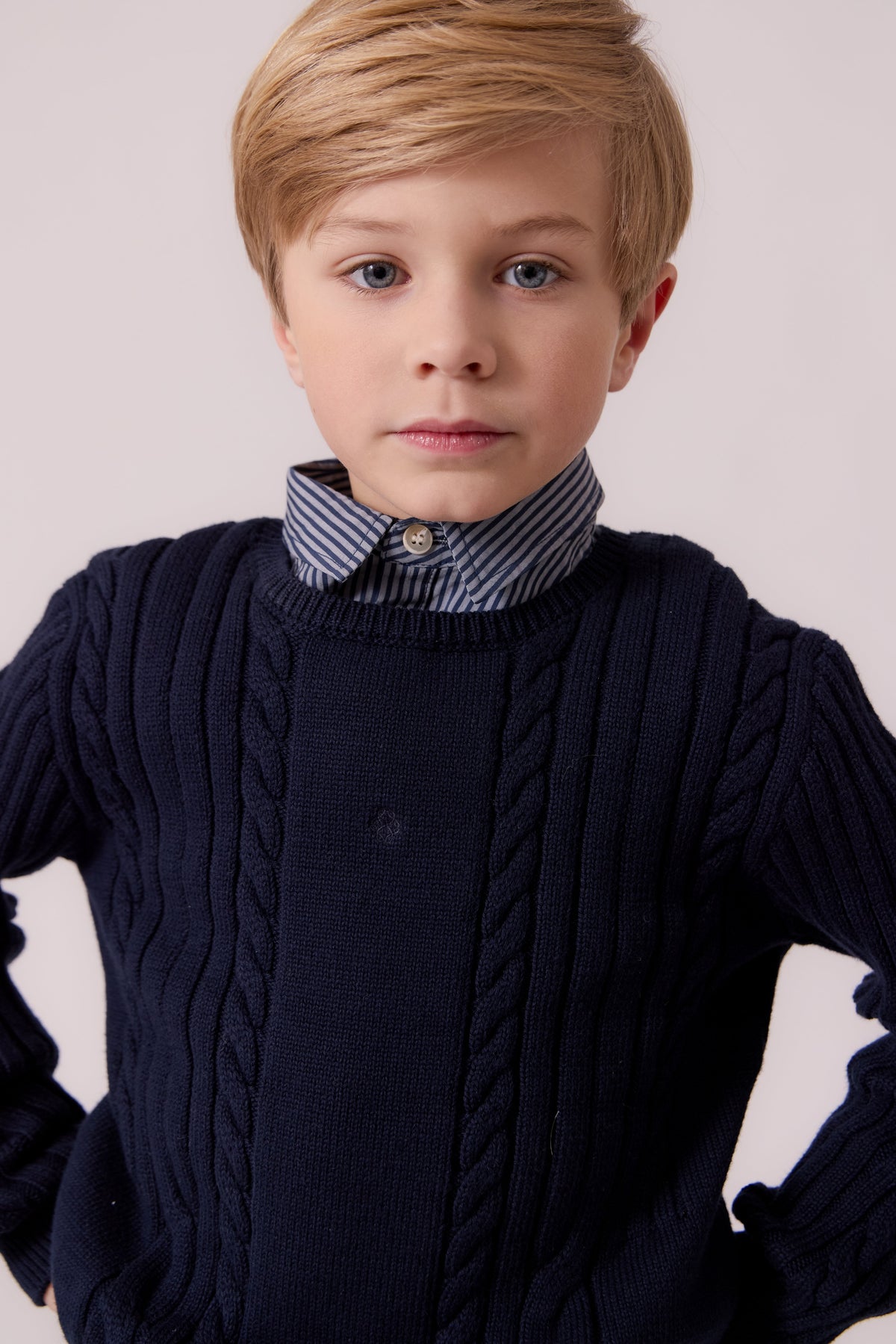 Sean Cable Knit Sweater - Navy by Shop Cottier (view 4 of 8)