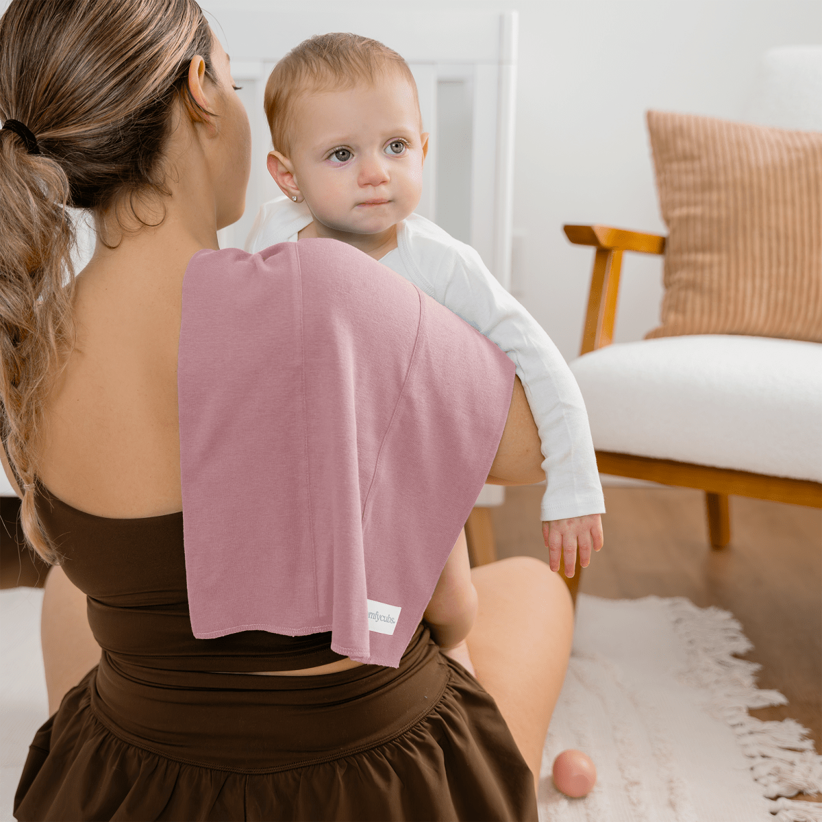 Comfy Cubs Cotton Burp Cloths in Mauve for Newborn Babies Everyday - Everetts Place Boutique - 