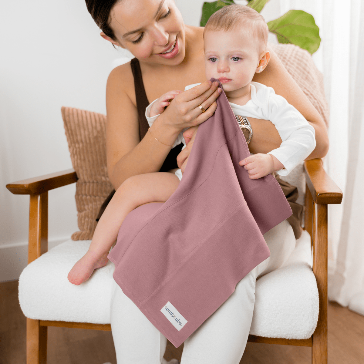 Comfy Cubs Cotton Burp Cloths in Mauve for Newborn Babies Everyday - Everetts Place Boutique - 