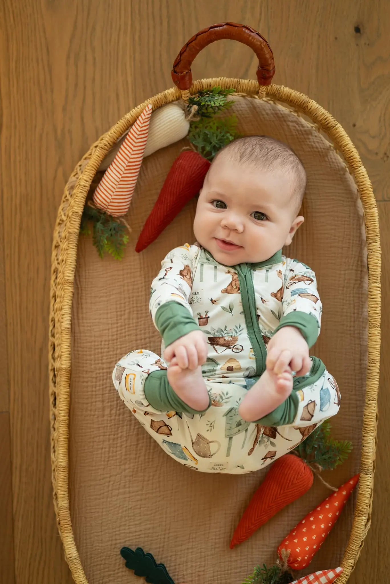 Little Joy Co. Cottontail Garden Bamboo Zippy Romper For Babies Everyday - Apparel & Accessories > Clothing > Baby & Toddler Clothing > Baby & Toddler Sleepwear