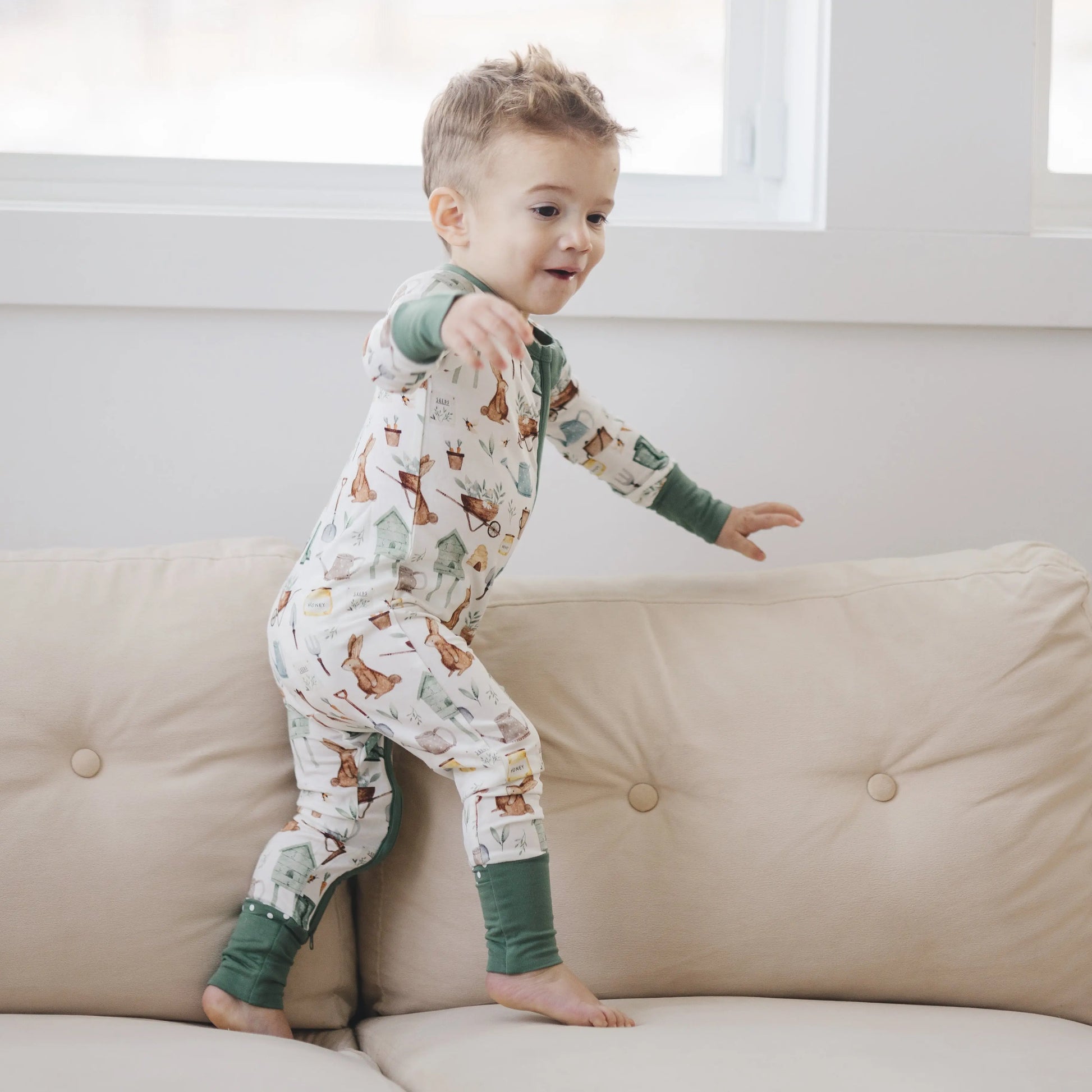 Little Joy Co. Cottontail Garden Bamboo Zippy Romper For Babies Everyday - Apparel & Accessories > Clothing > Baby & Toddler Clothing > Baby & Toddler Sleepwear