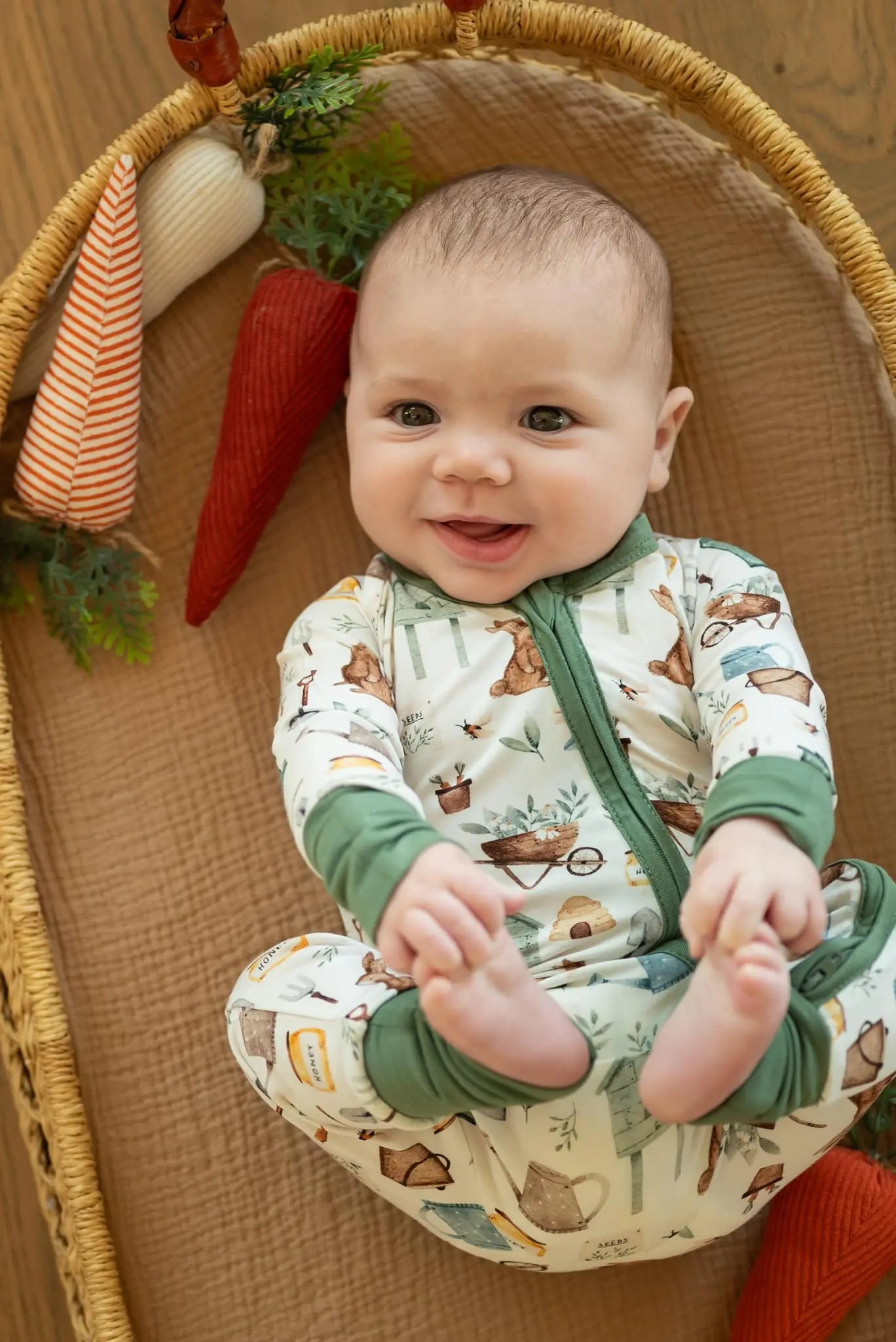 Little Joy Co. Cottontail Garden Bamboo Zippy Romper For Babies Everyday - Apparel & Accessories > Clothing > Baby & Toddler Clothing > Baby & Toddler Sleepwear