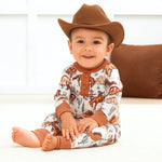Cowboy Henley Romper - Bamboo Western Spirit Baby Boy Tesa Babe 