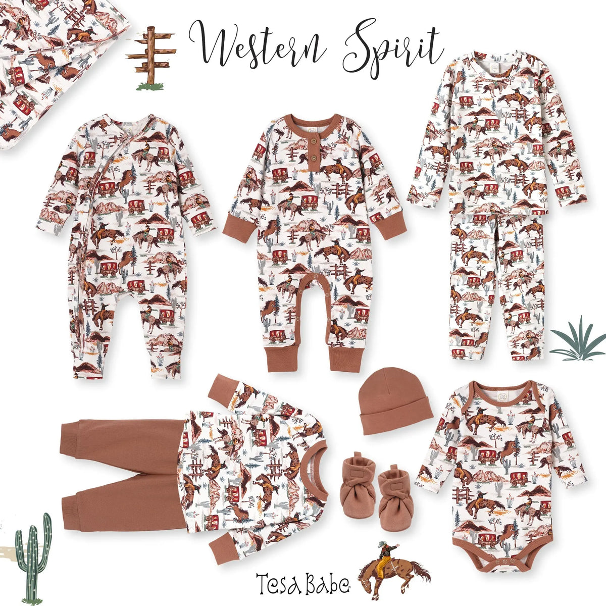 Cowboy Henley Romper - Bamboo Western Spirit Baby Boy Tesa Babe 