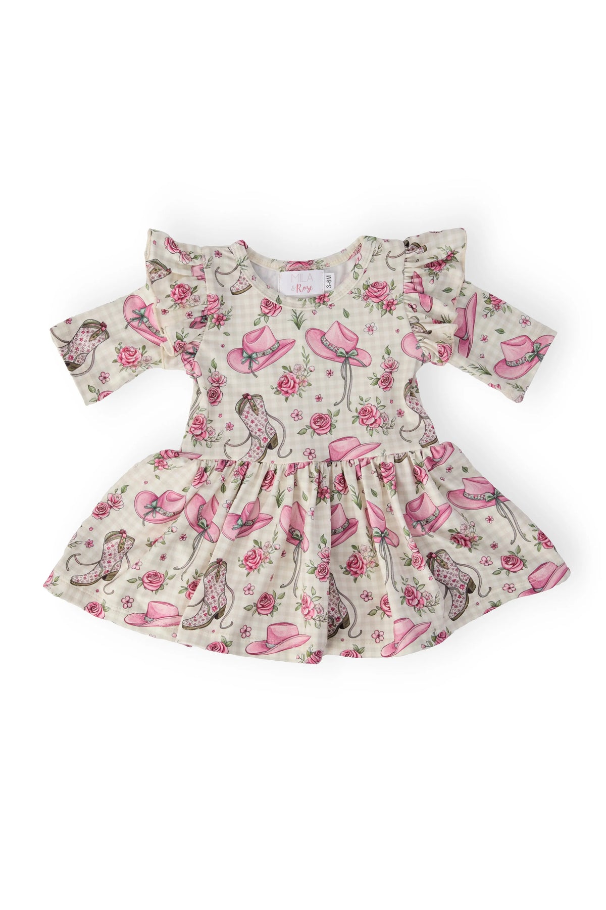Mila & Rose ® Cowgirl Cutie 3/4 Sleeve Flutter Twirl Bodysuit - 