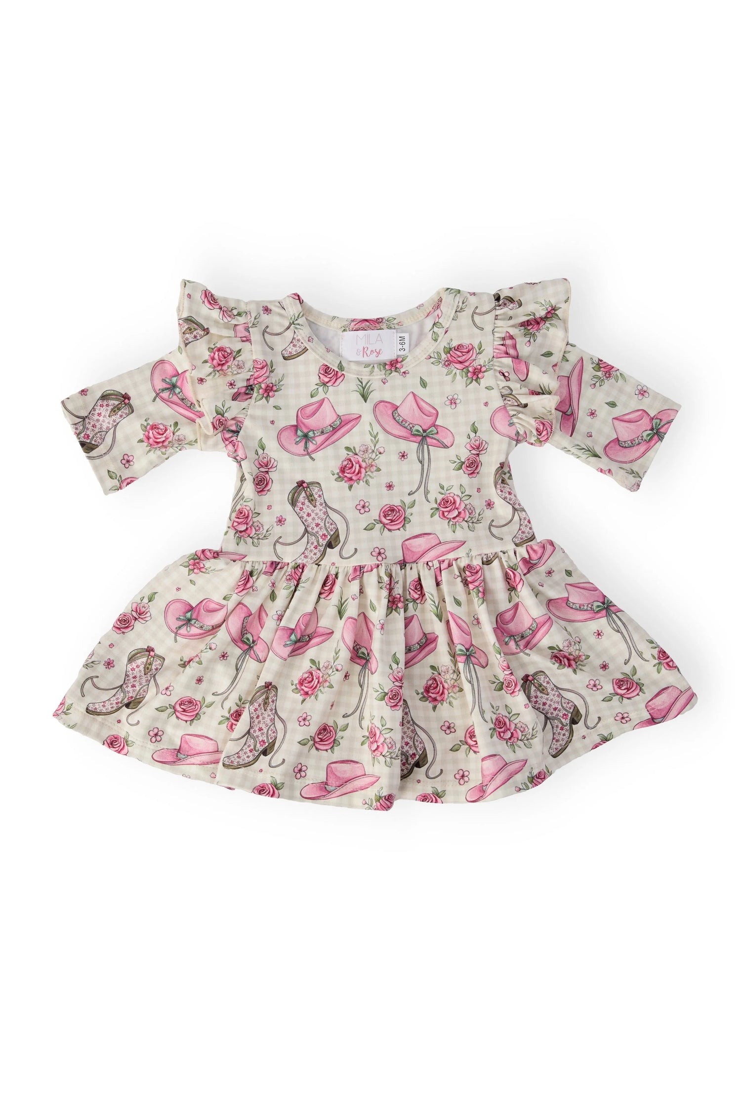 Mila & Rose ® Cowgirl Cutie 3/4 Sleeve Flutter Twirl Bodysuit - 