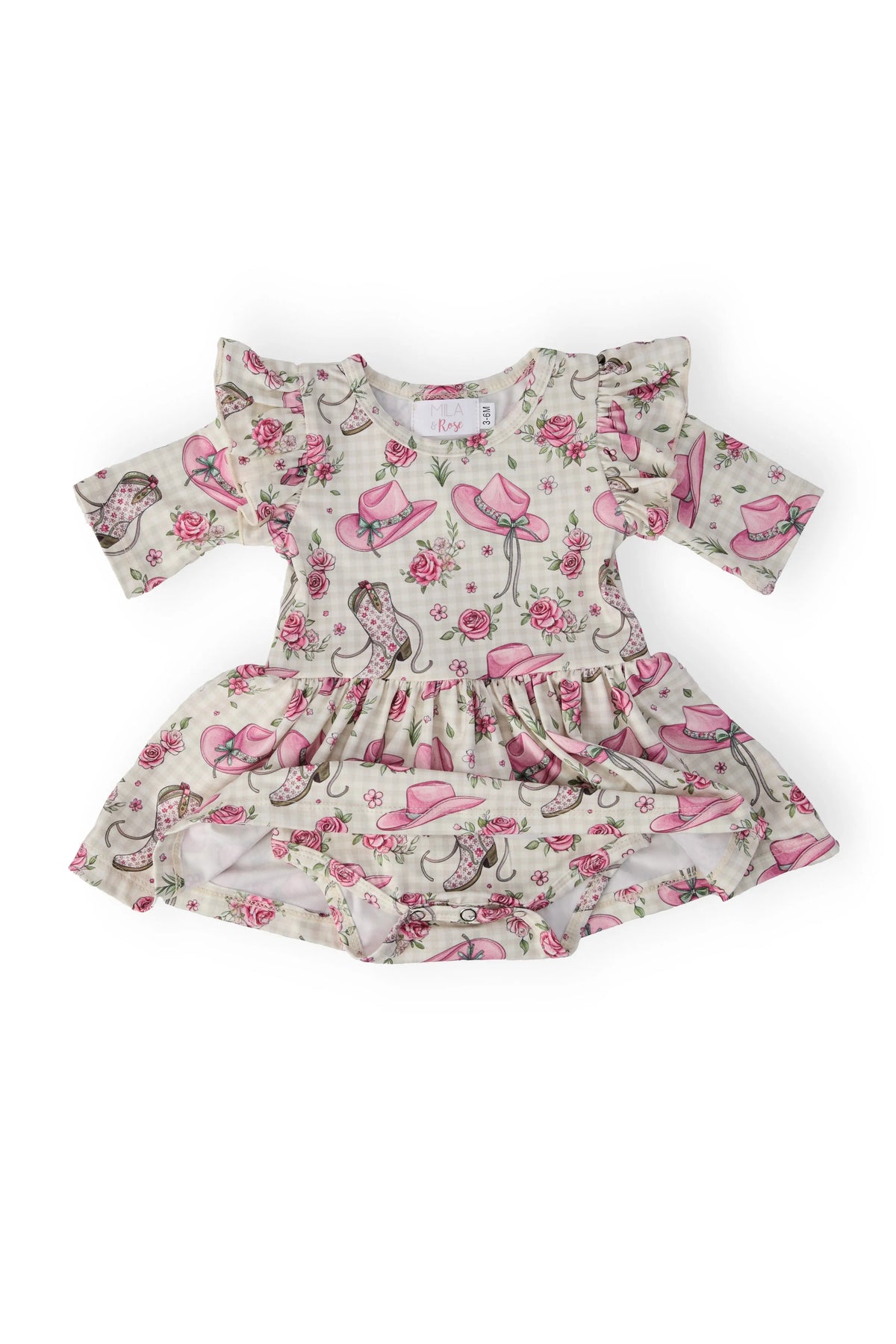 Mila & Rose ® Cowgirl Cutie 3/4 Sleeve Flutter Twirl Bodysuit - 