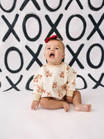 Little Joy Co. Cozy Teddy Gram Sweatshirt Romper Winter Holiday Wear -