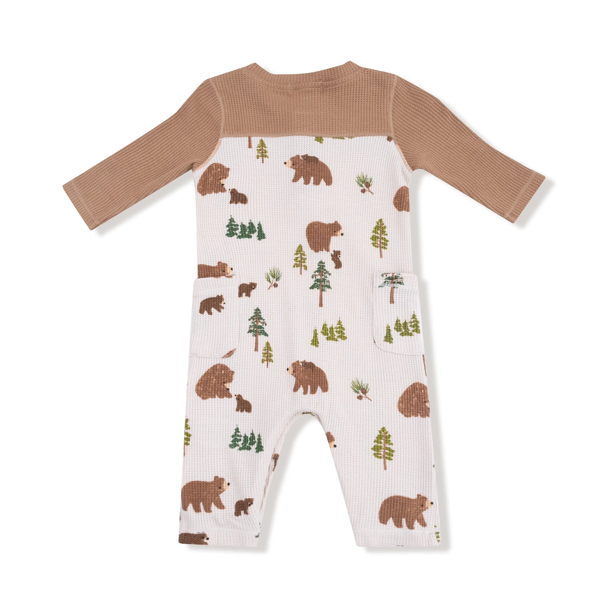 Cozy Waffle Romper with Contrast Sleeves for Babies Angel Dear Everetts Place: Online Boutique