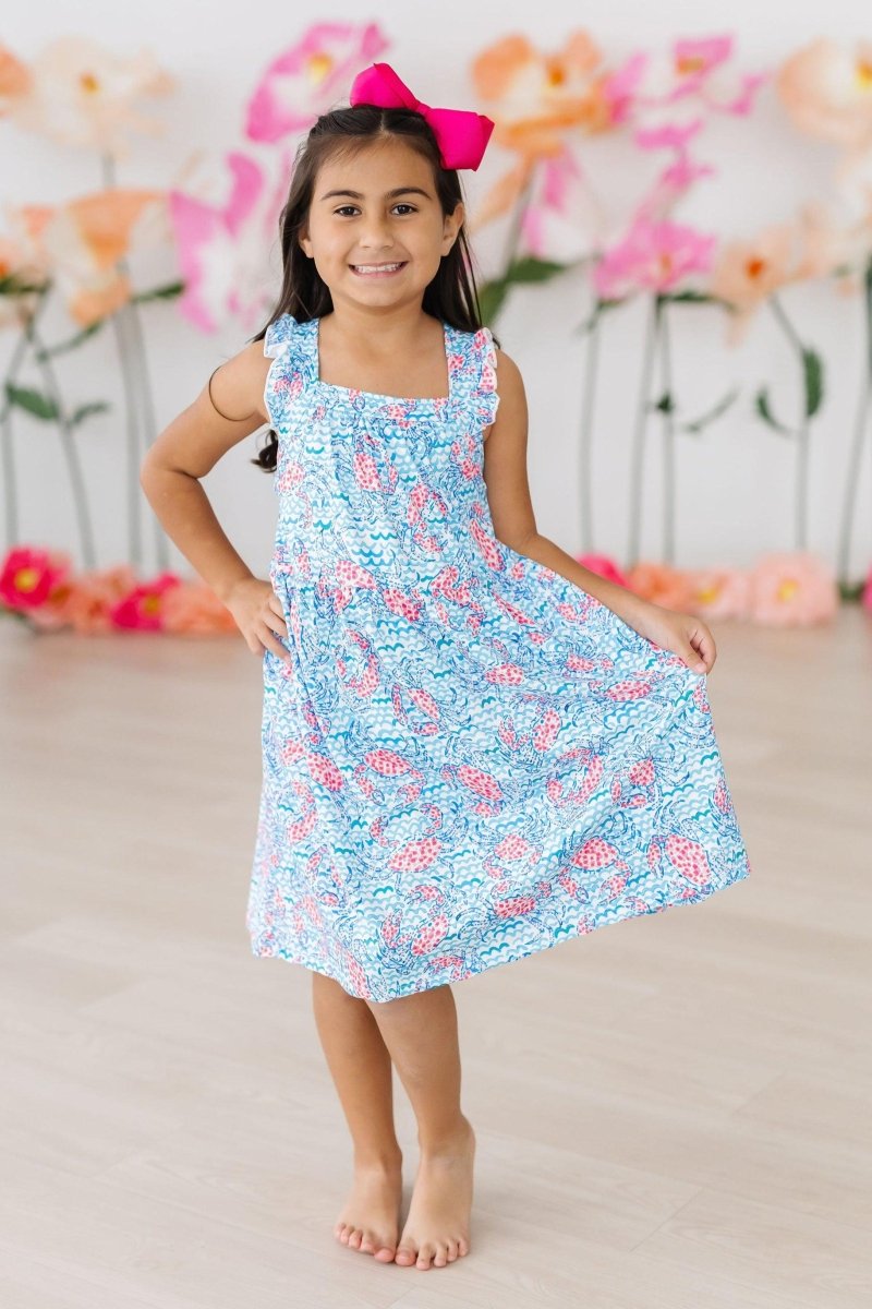 Mila & Rose ® Crab Walk Ruffle Cross Back Dress For Girls Summer Party - Everetts Place Boutique - 