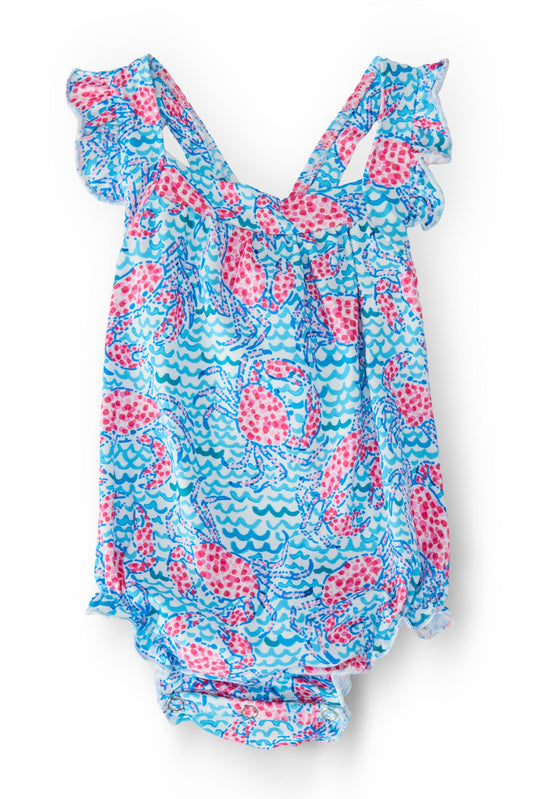 Mila & Rose ® Crab Walk Ruffle Cross Back Romper Mila Rose for Girls - Apparel & Accessories > Clothing > Baby & Toddler Clothing > Baby One-Pieces Ruffle Cross Back Romper