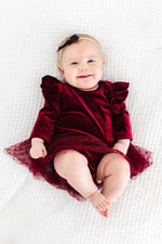 Cranberry Velvet Tutu Bodysuit Baby Girls With Snap Closure Mila & Rose ® Everetts Place: Online Boutique