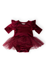 Cranberry Velvet Tutu Bodysuit Baby Girls With Snap Closure Mila & Rose ® Everetts Place: Online Boutique
