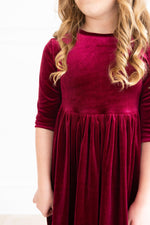 Cranberry Velvet Twirl Dress for Holidays and Family Photos Mila & Rose ® Everetts Place: Online Boutique