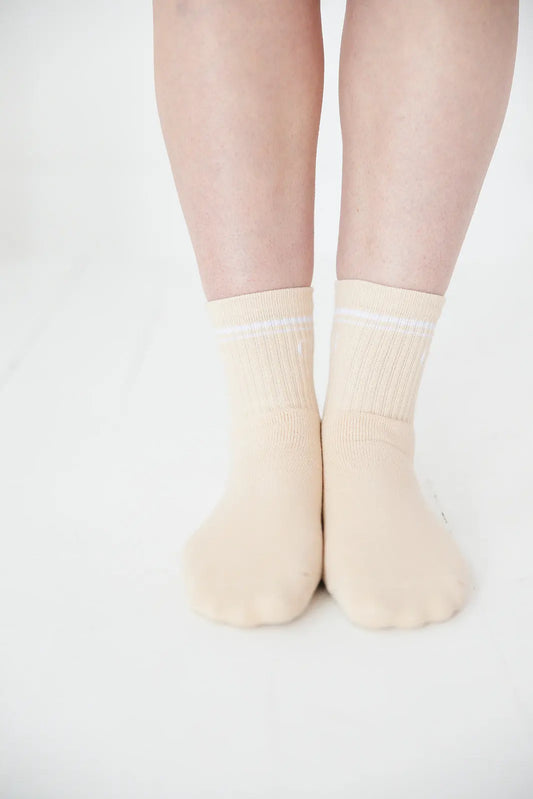Cream Half Crew Socks Foot Soldier Mom Cushioned Comfort Charlie Lou Baby Everetts Place: Online Boutique