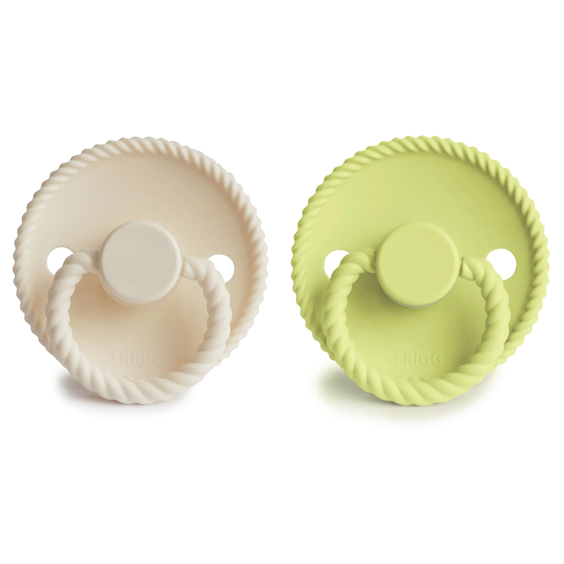 Frigg Rope Silicone Pacifier 2 Pack with SilkySoft Nipple and Click Lock System Mushie