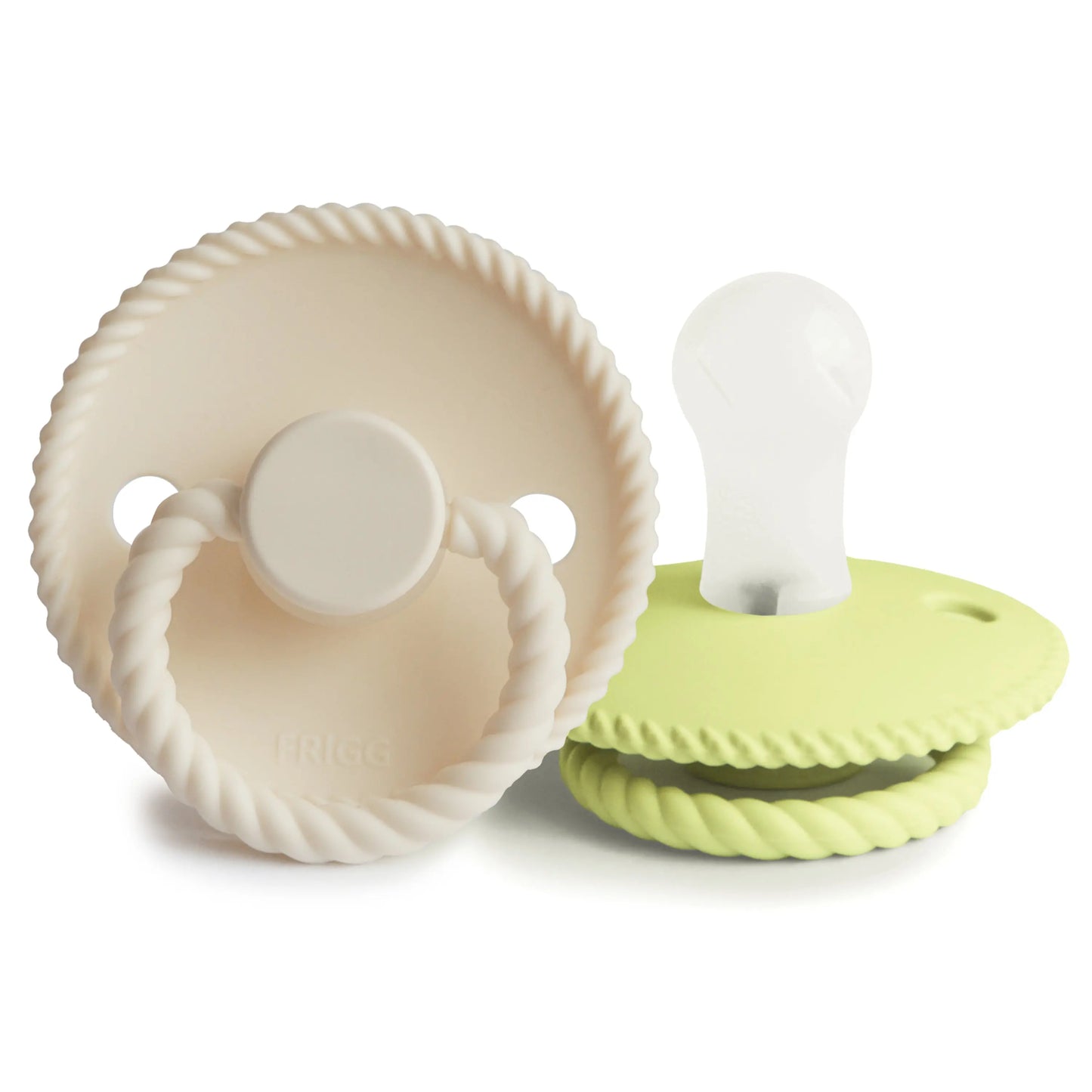 Frigg Rope Silicone Pacifier 2 Pack with SilkySoft Nipple and Click Lock System Mushie