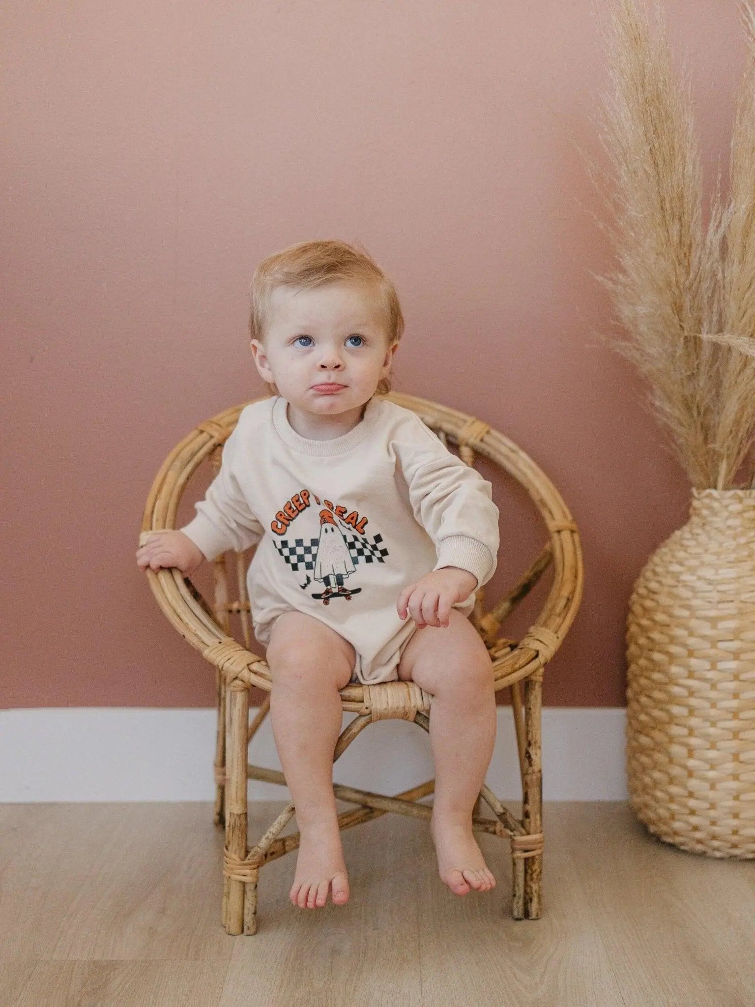 Little Joy Co. Creep It Real Organic Cotton Sweatshirt Romper Baby -