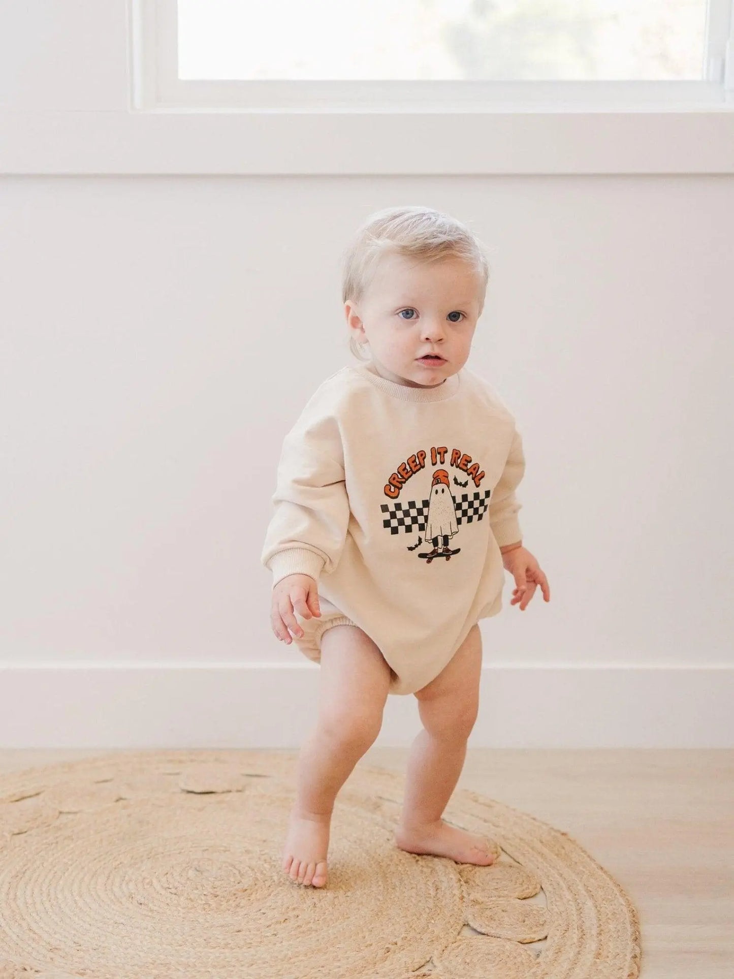 Little Joy Co. Creep It Real Organic Cotton Sweatshirt Romper Baby -
