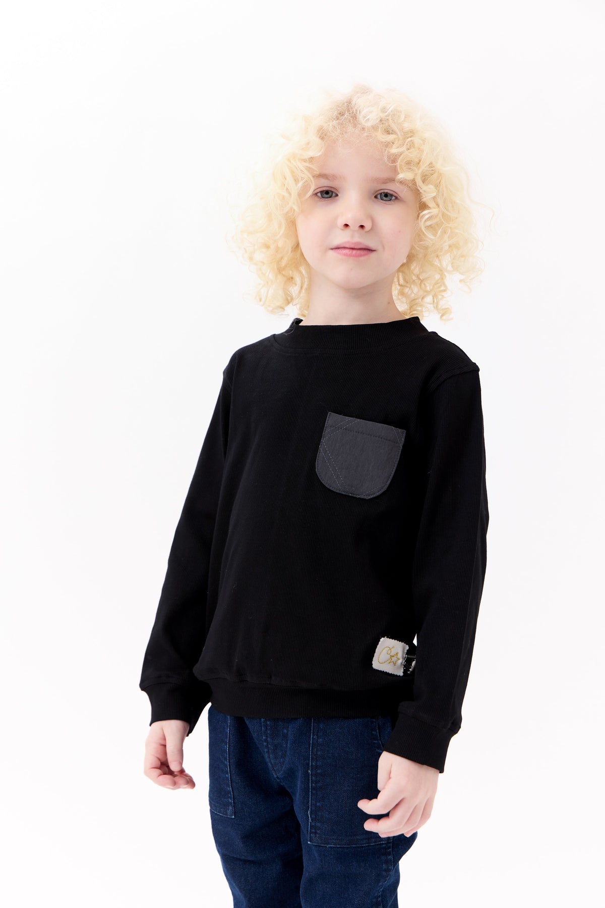 Teddi Ribbed Sweatshirt - Black by Crew Kids NY (view 3 of 4)