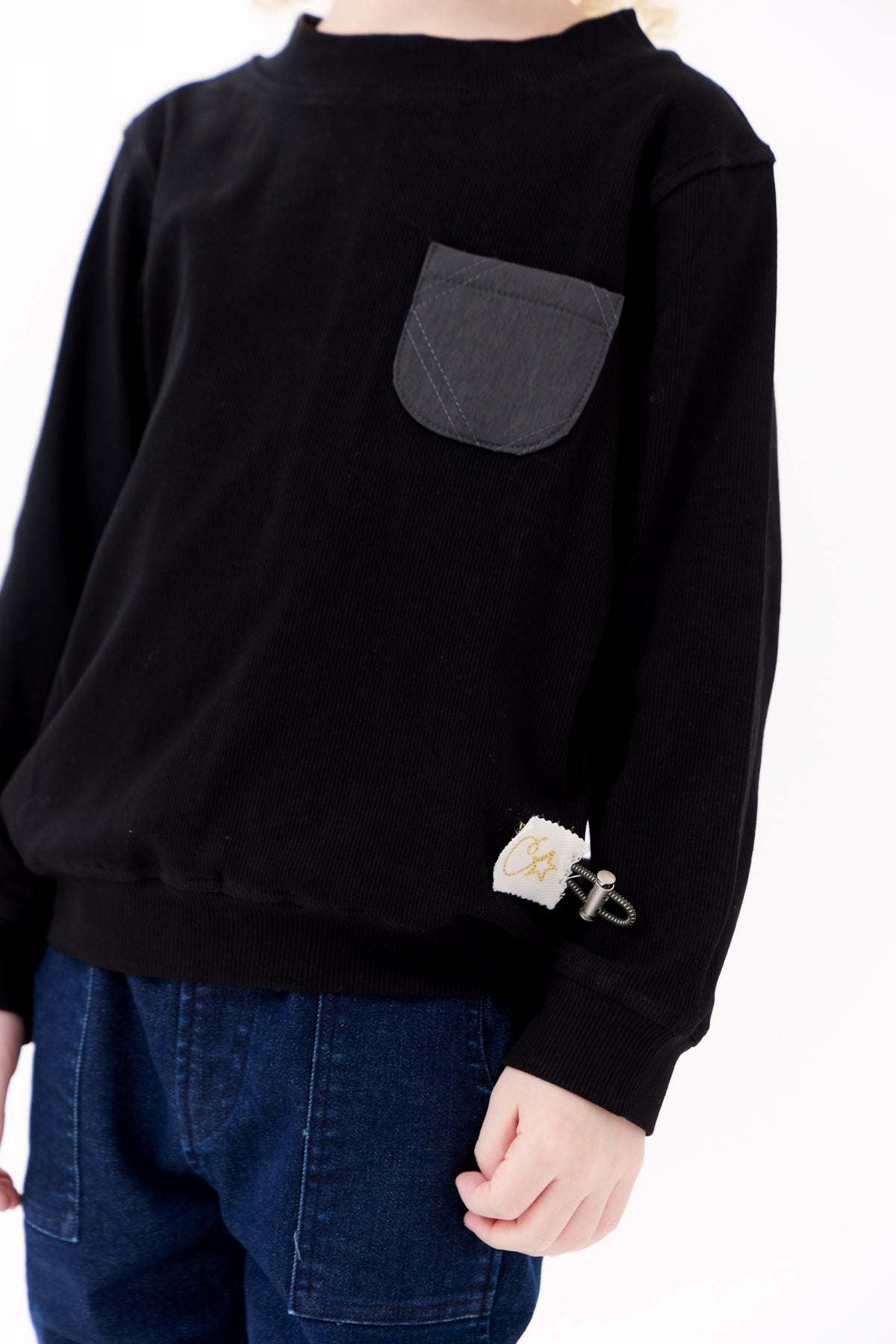 Teddi Ribbed Sweatshirt - Black by Crew Kids NY (view 4 of 4)