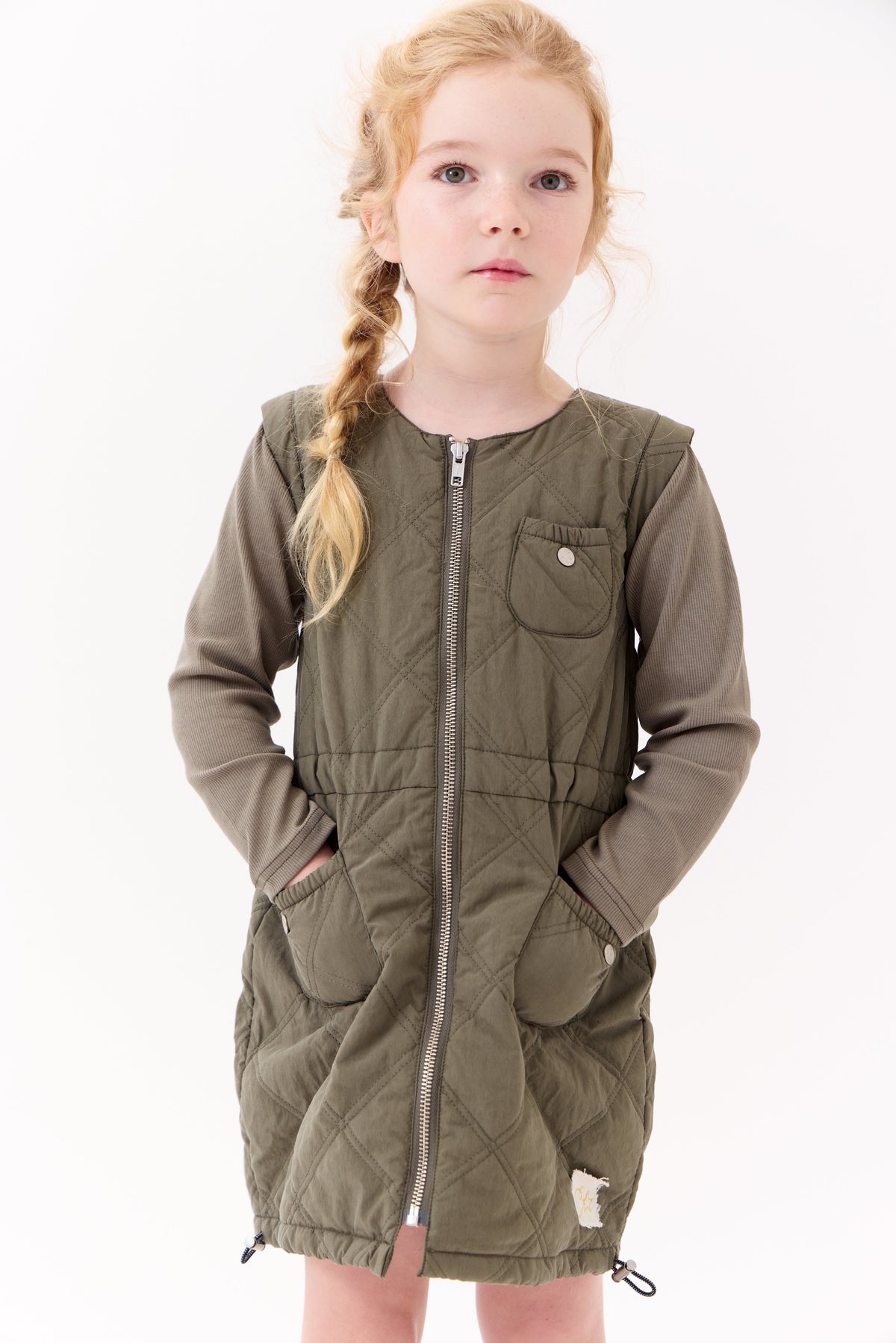 Lyla Quilted Dress - Green by Crew Kids NY (view 2 of 8)