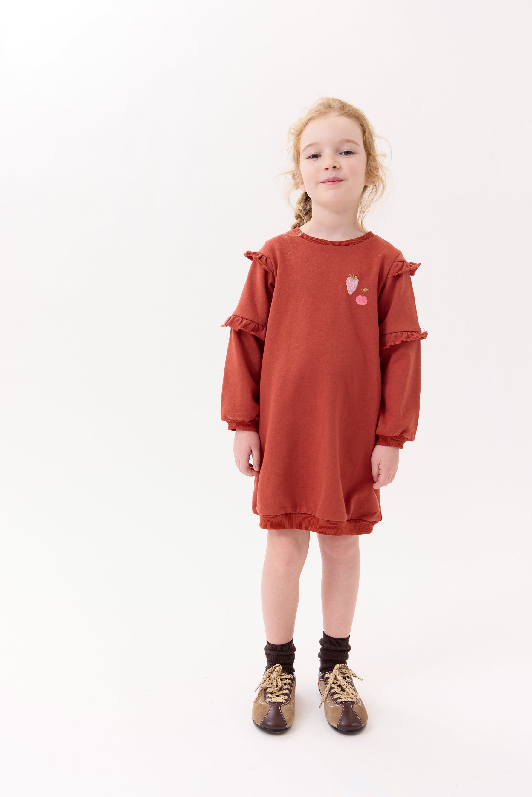 Nina Ruffled Dress - Terracotta by Crew Kids NY