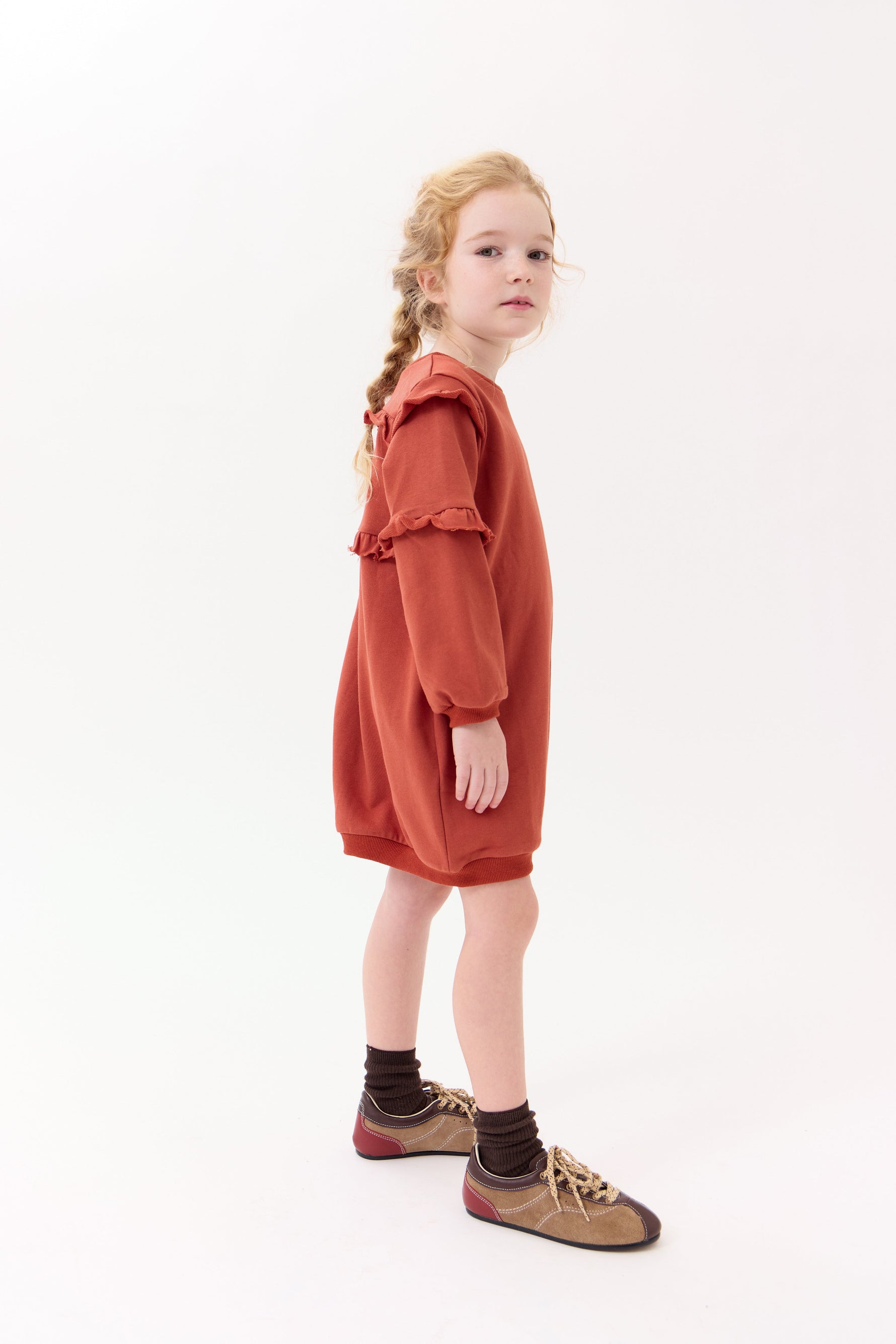 Nina Ruffled Dress - Terracotta by Crew Kids NY