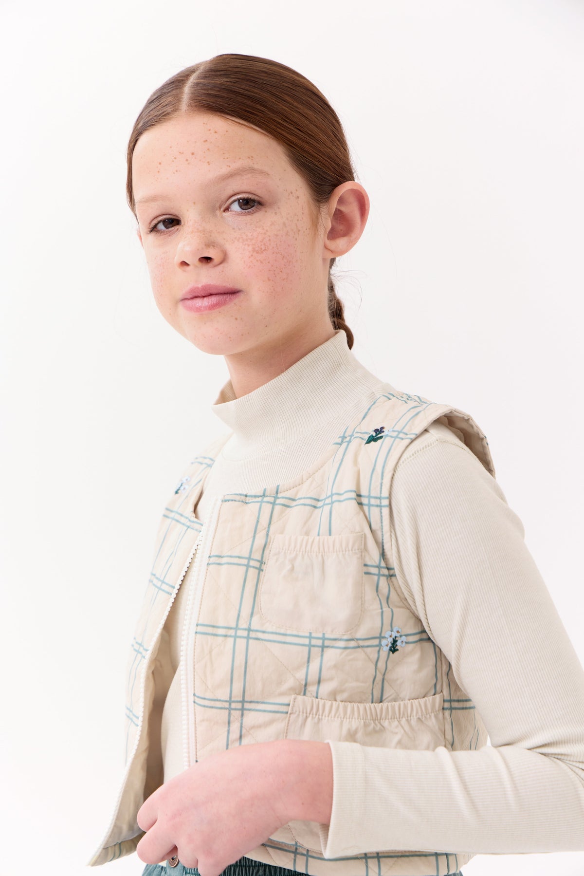 Louise Quilted Vest - Oatmilk by Crew Kids NY (view 3 of 8)