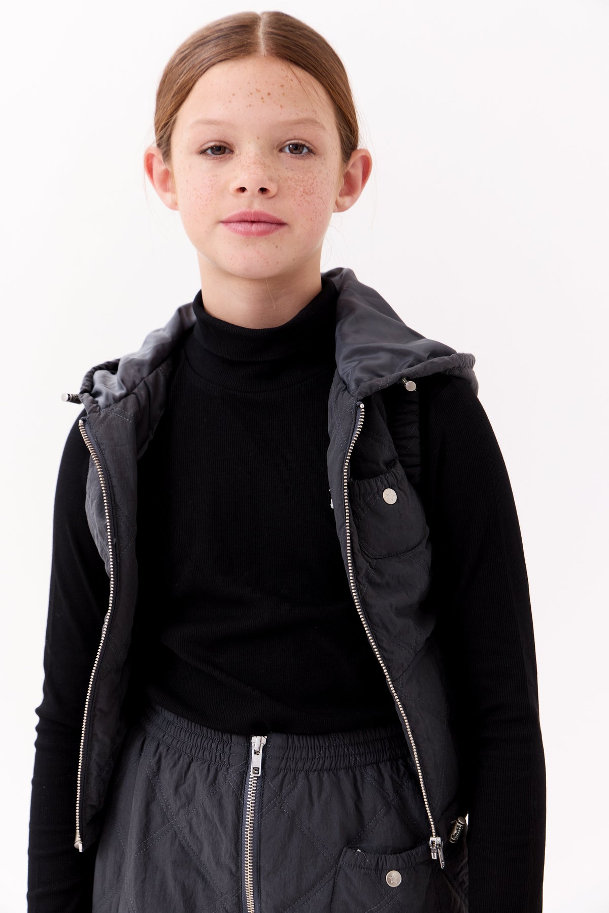 Lyla Quilted Vest - Black by Crew Kids NY (view 2 of 4)