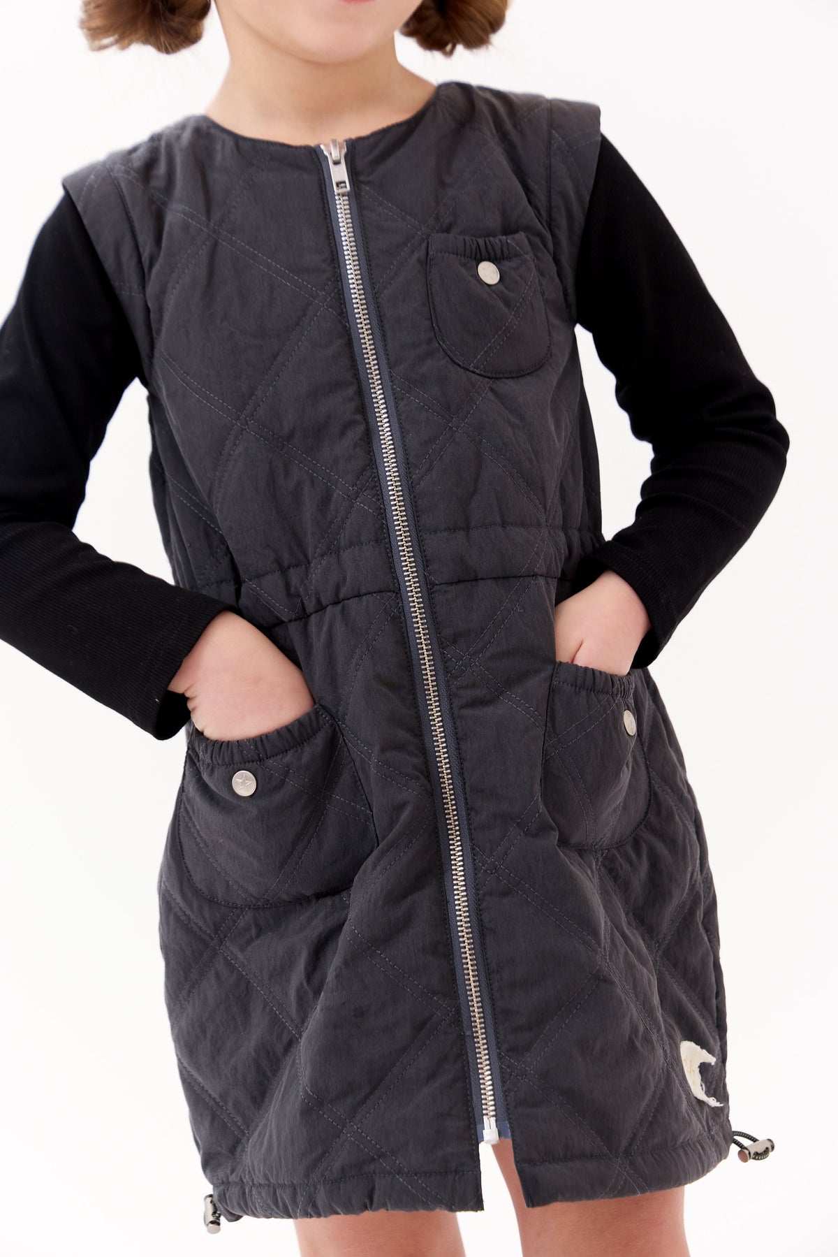 Lyla Quilted Dress - Black by Crew Kids NY (view 3 of 5)