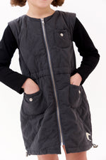 Lyla Quilted Dress - Black by Crew Kids NY (view 3 of 5)