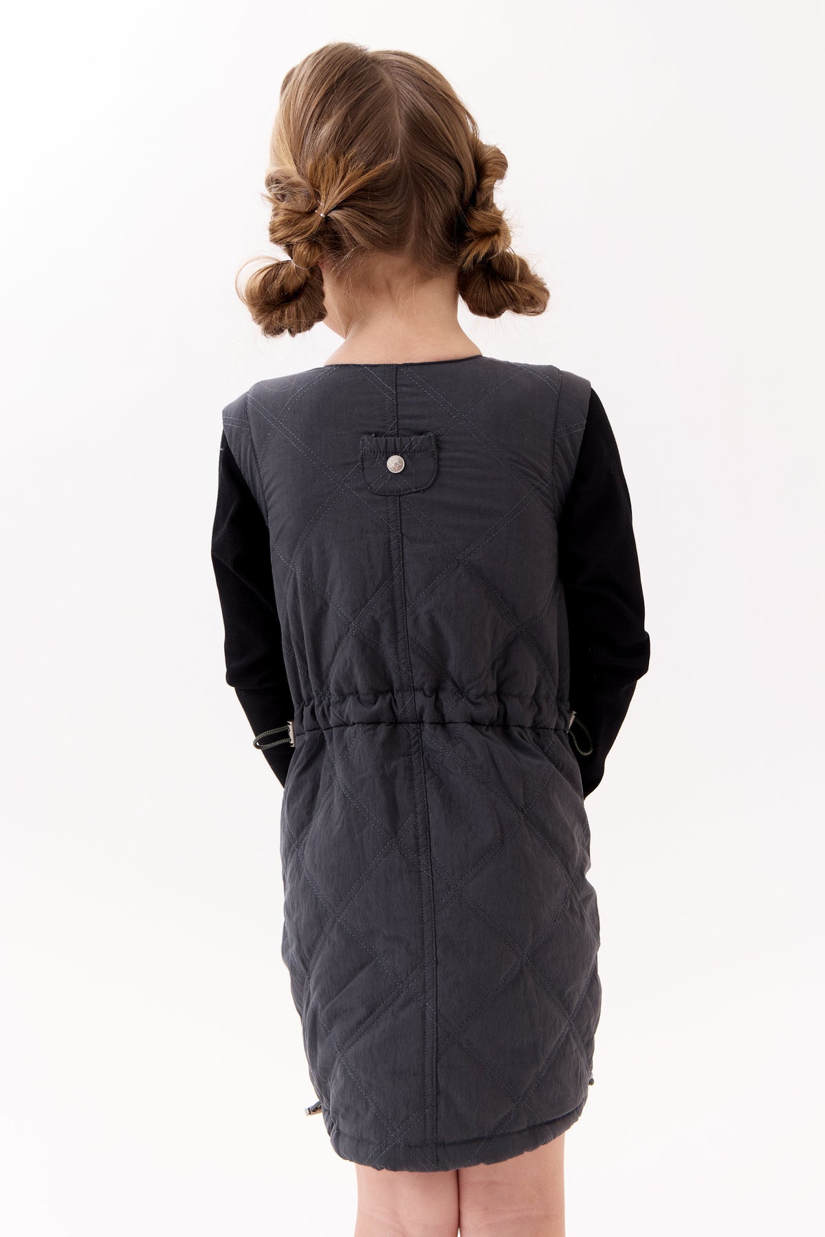 Lyla Quilted Dress - Black by Crew Kids NY (view 4 of 5)