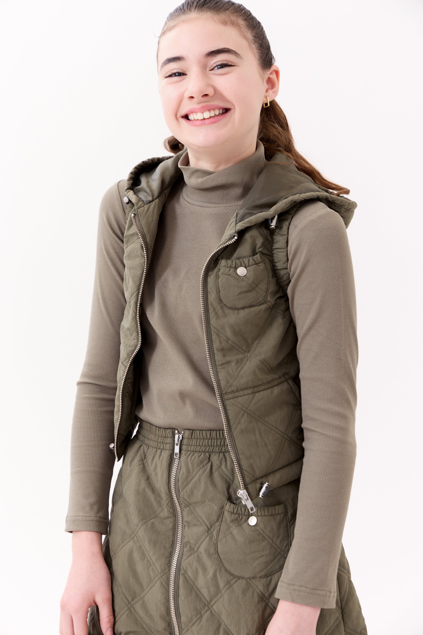 Lyla Quilted Vest - Green by Crew Kids NY