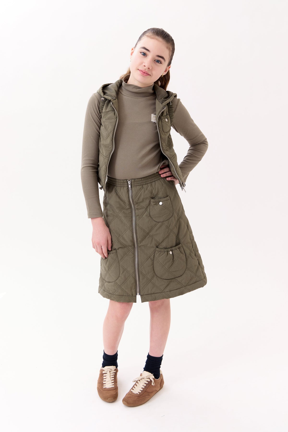 Lyla Quilted Skirt - Green by Crew Kids NY (view 4 of 7)