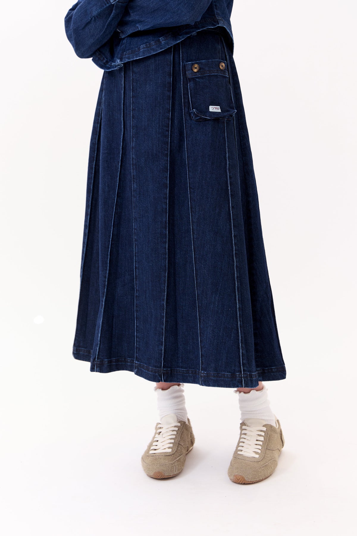 Sofi Pleated Maxi Skirt - Denim by Crew Kids NY (view 2 of 6)