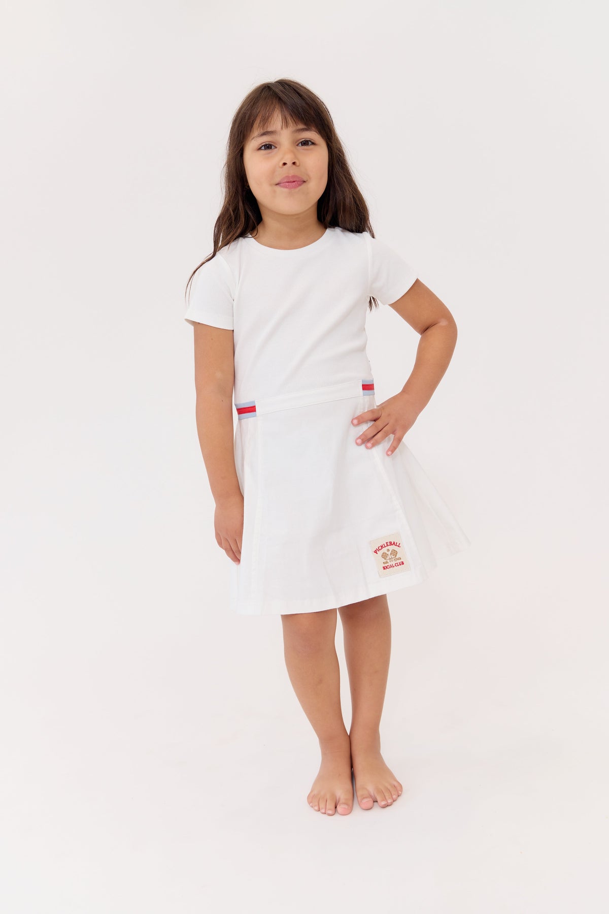 Crew Kids NY Betty Dress With Patch Red Belt And Pleated Flared Skirt For Girls by Crew Kids NY at Everetts Place