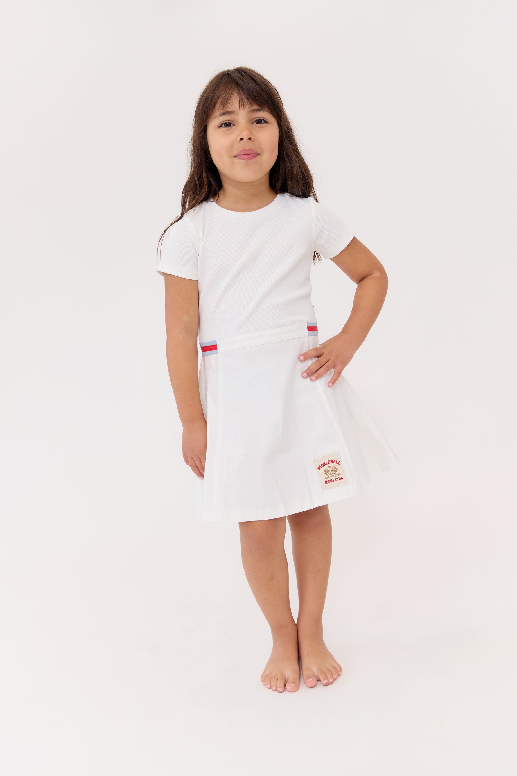 Crew Kids NY Betty Dress With Patch Red Belt And Pleated Flared Skirt For Girls by Crew Kids NY at Everetts Place