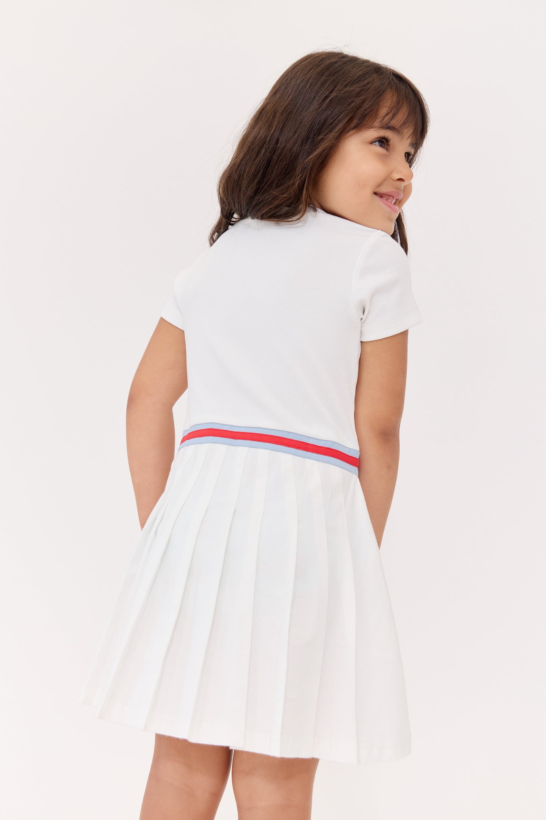 Crew Kids NY Betty Dress With Patch Red Belt And Pleated Flared Skirt For Girls by Crew Kids NY at Everetts Place