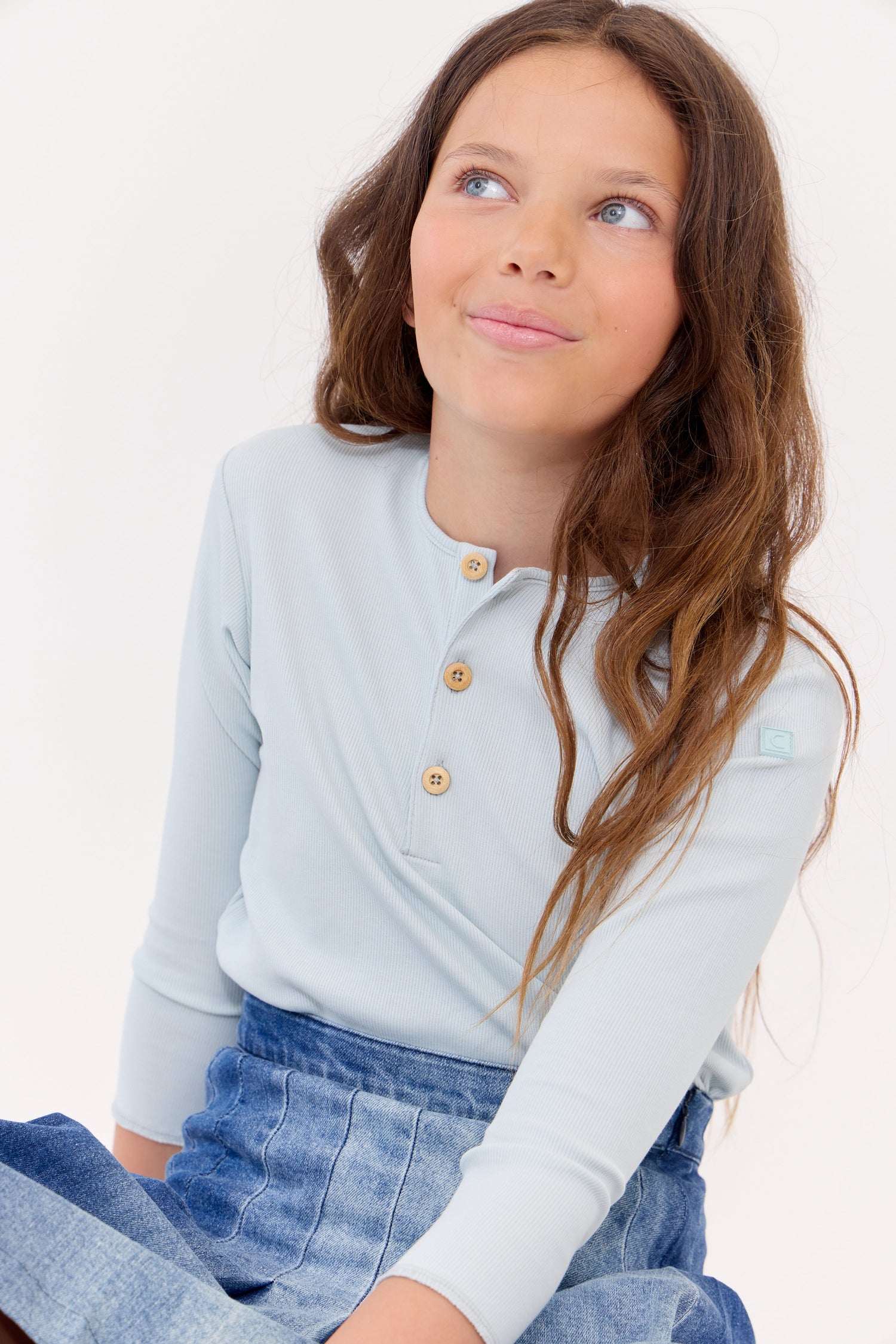 Crew Kids NY Henley Shirt with Button Detail and Sleeve Patch for Kids