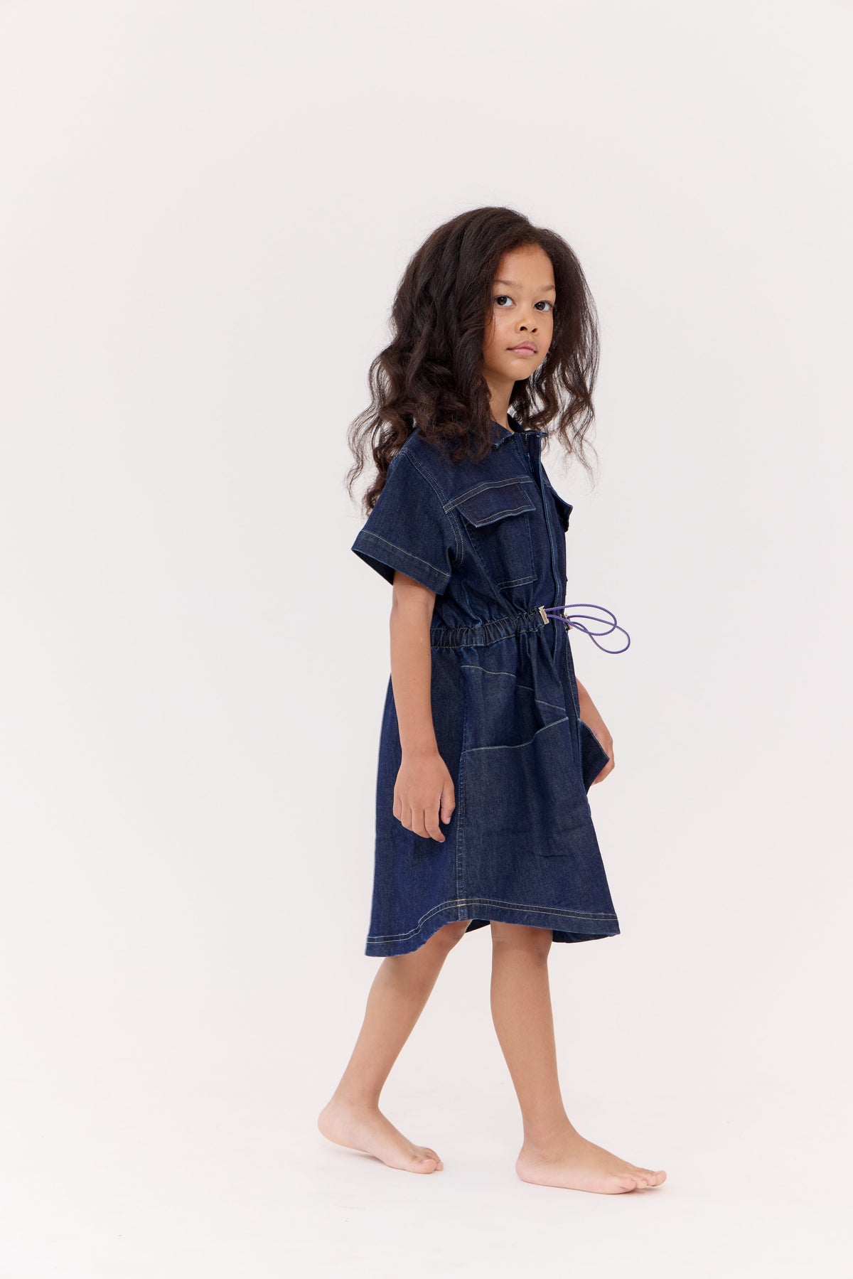 Crew Kids NY Dress Drawstring Waist Front Pockets for Girls Blue by Crew Kids NY at Everetts Place