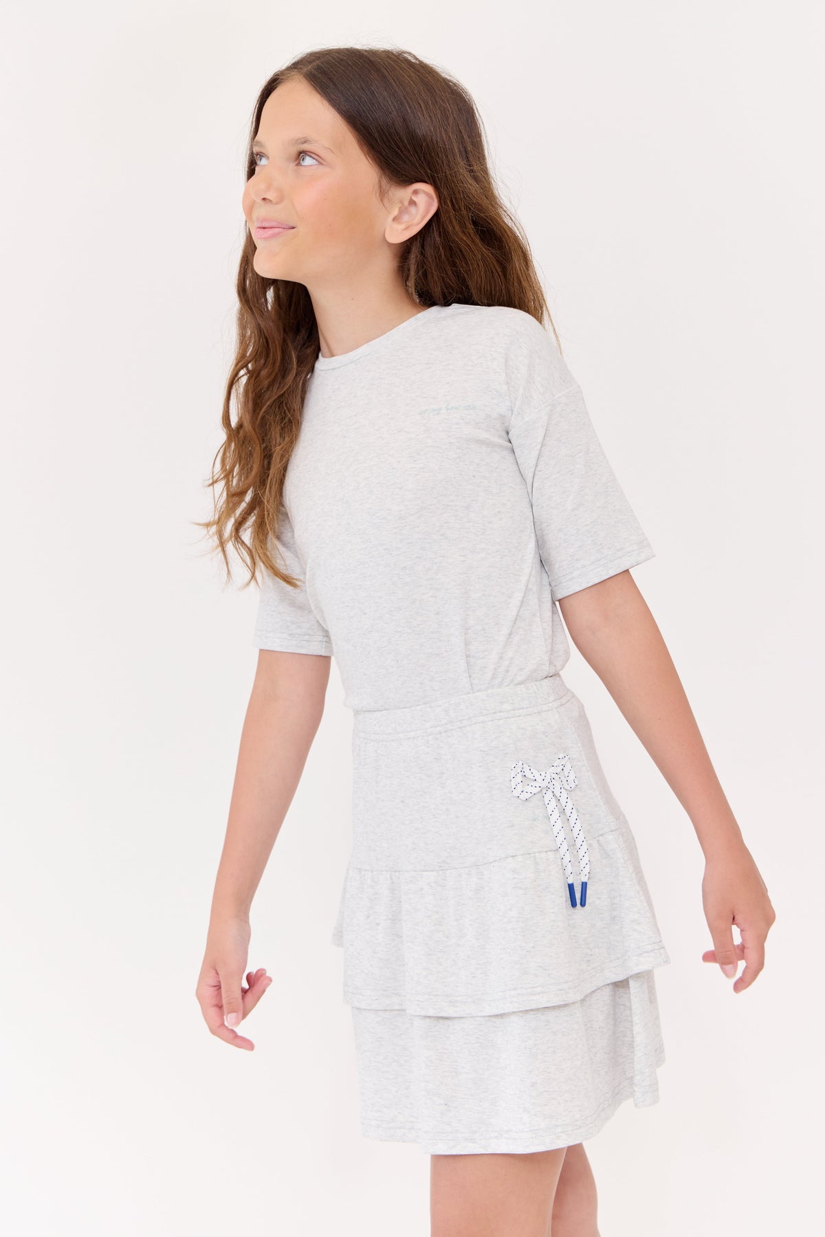 Crew Kids NY Elbow Length Crewneck Tee Grey For Kids by Crew Kids NY at Everetts Place